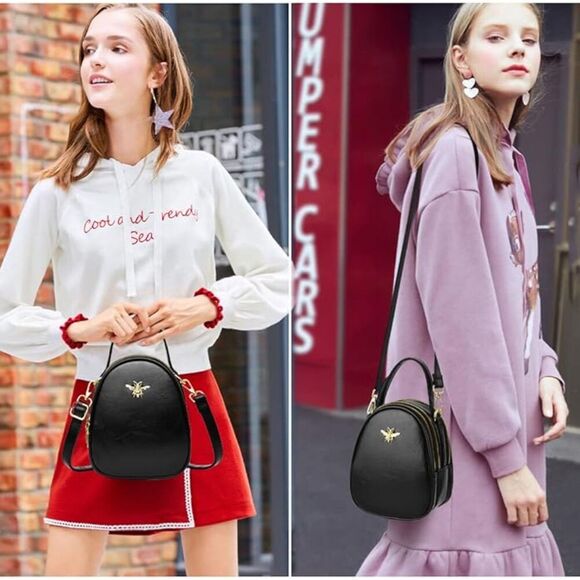 Women Black Gold Imported Faux Leather Stylish Small Crossbody Messenger Bags